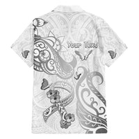 Personalised Brain Cancer Awareness Family Matching Summer Maxi Dress and Hawaiian Shirt Ribbon Polynesian Pattern
