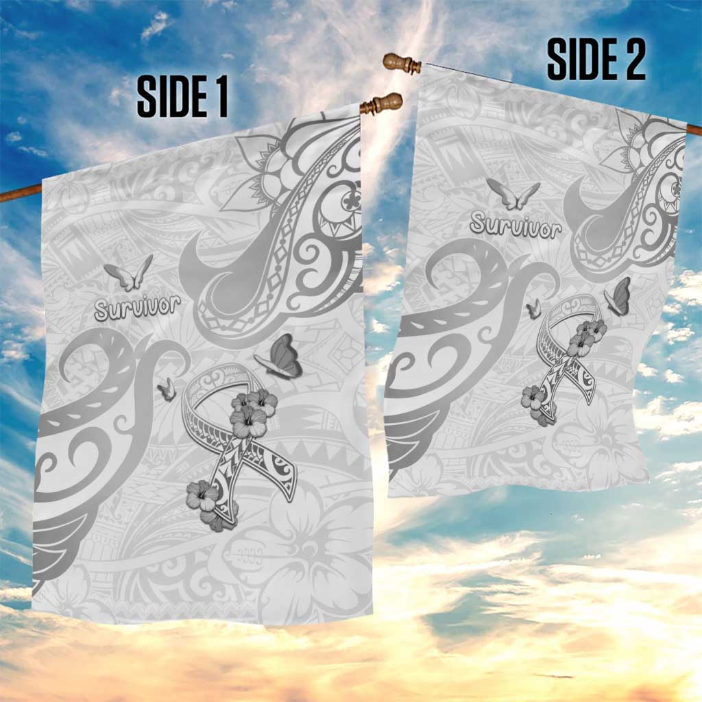 Brain Cancer Awareness Garden Flag Ribbon Polynesian Pattern