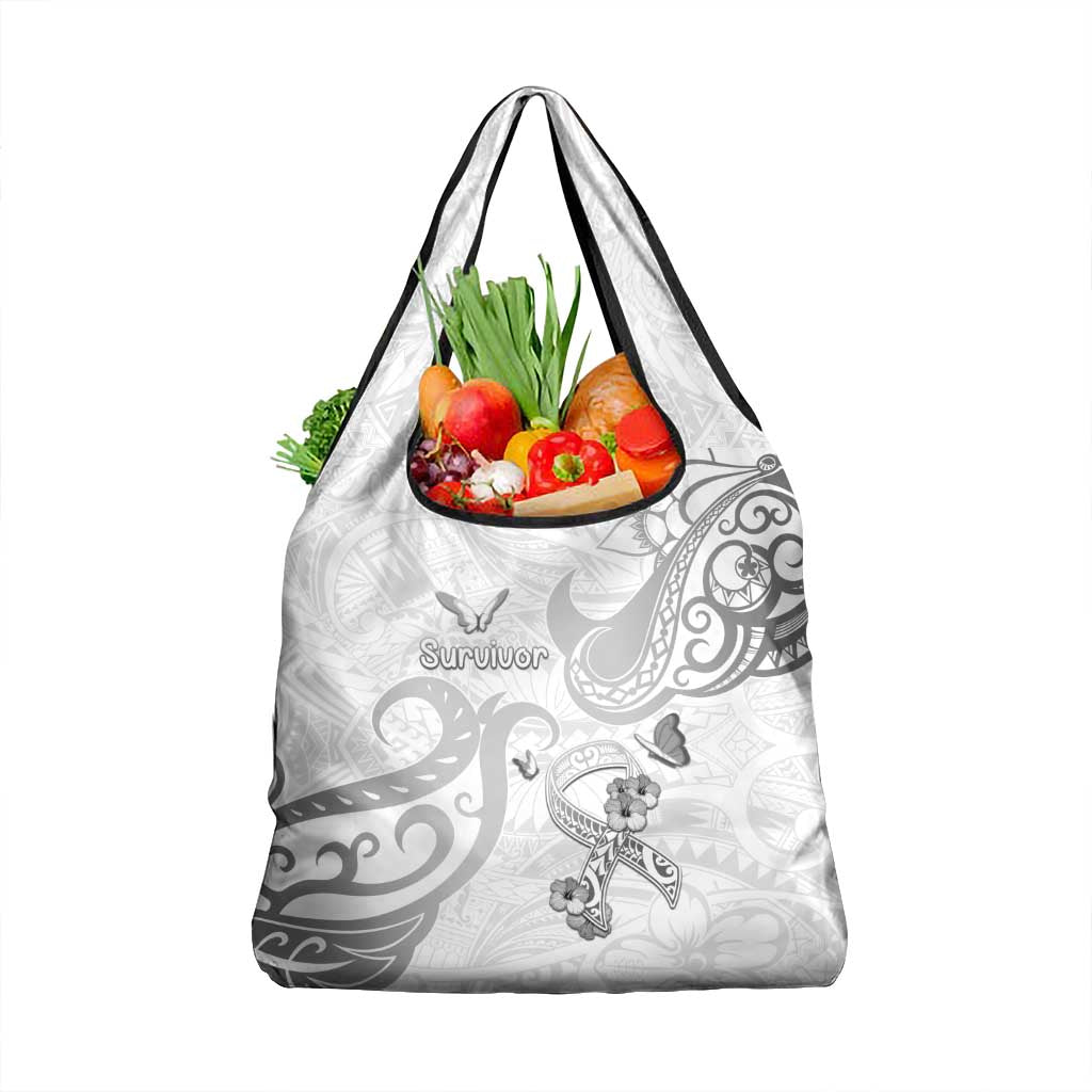 Brain Cancer Awareness Grocery Bag Ribbon Polynesian Pattern LT05 1-pack One Size White - Polynesian Pride