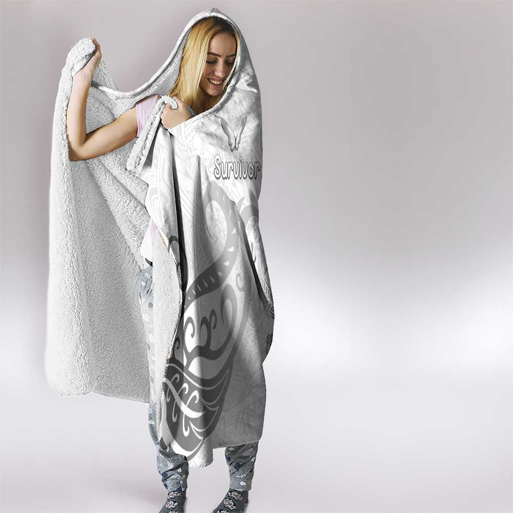 Brain Cancer Awareness Hooded Blanket Ribbon Polynesian Pattern