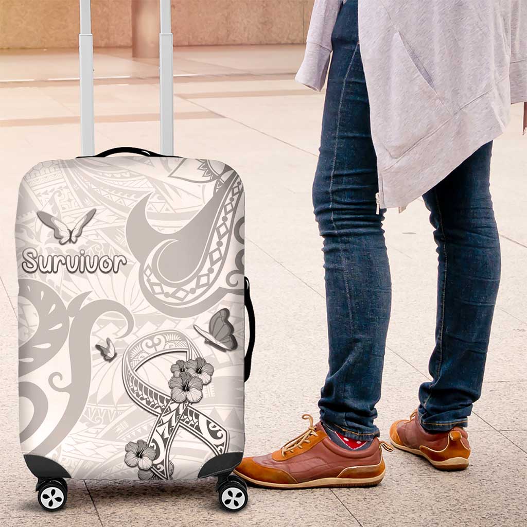 Brain Cancer Awareness Luggage Cover Ribbon Polynesian Pattern LT05 White - Polynesian Pride