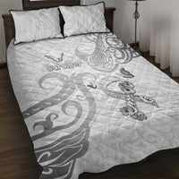 Brain Cancer Awareness Quilt Bed Set Ribbon Polynesian Pattern