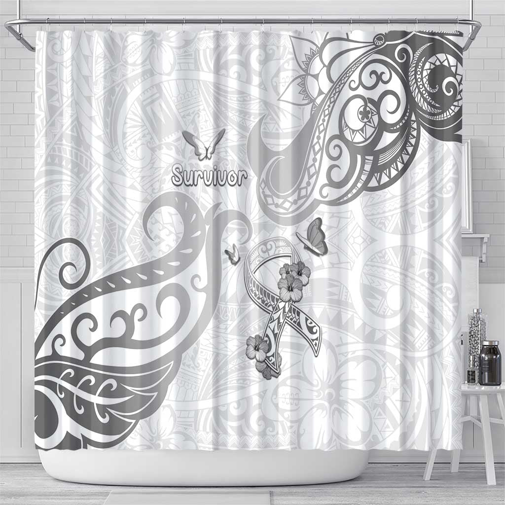 Brain Cancer Awareness Shower Curtain Ribbon Polynesian Pattern LT05 - Polynesian Pride