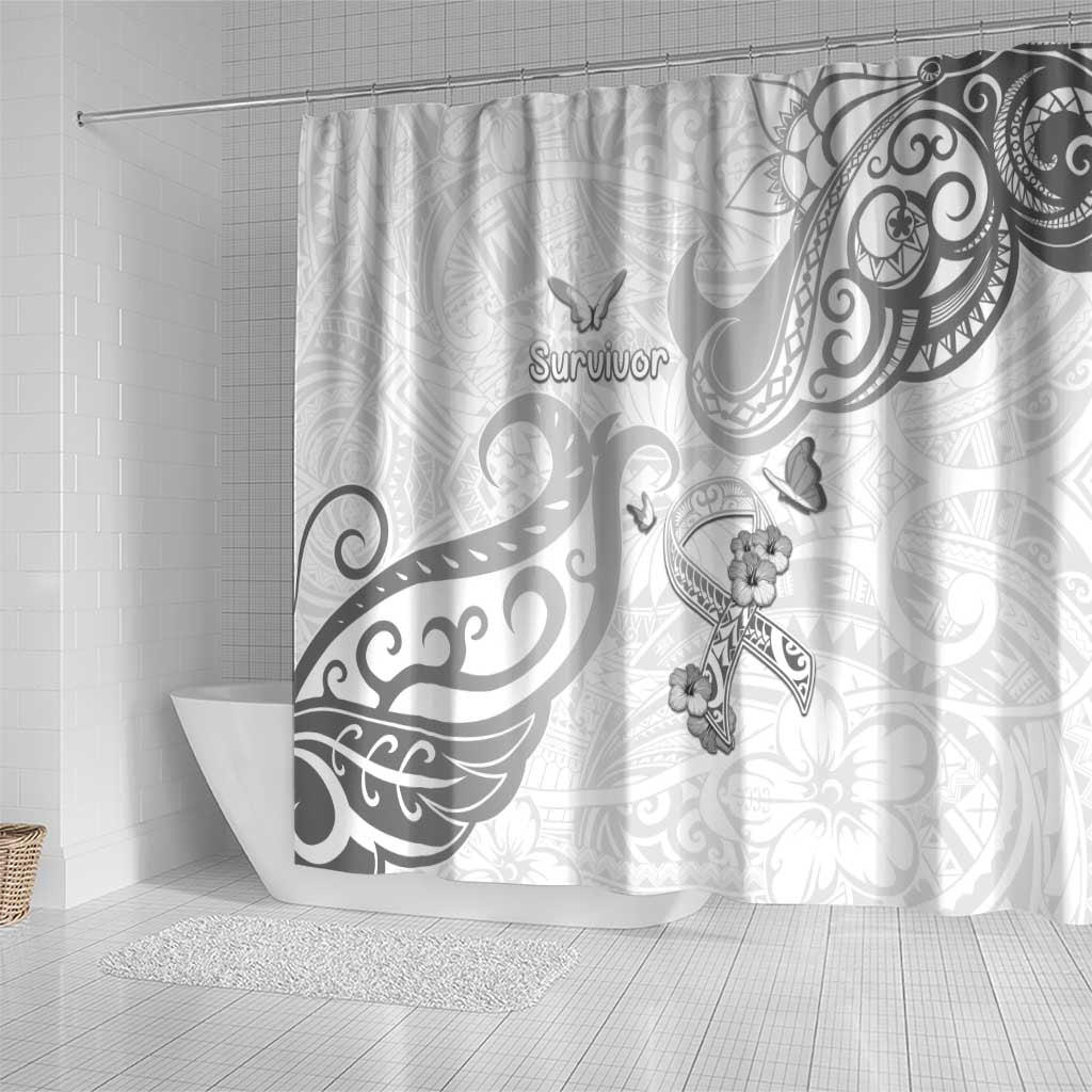 Brain Cancer Awareness Shower Curtain Ribbon Polynesian Pattern LT05 - Polynesian Pride