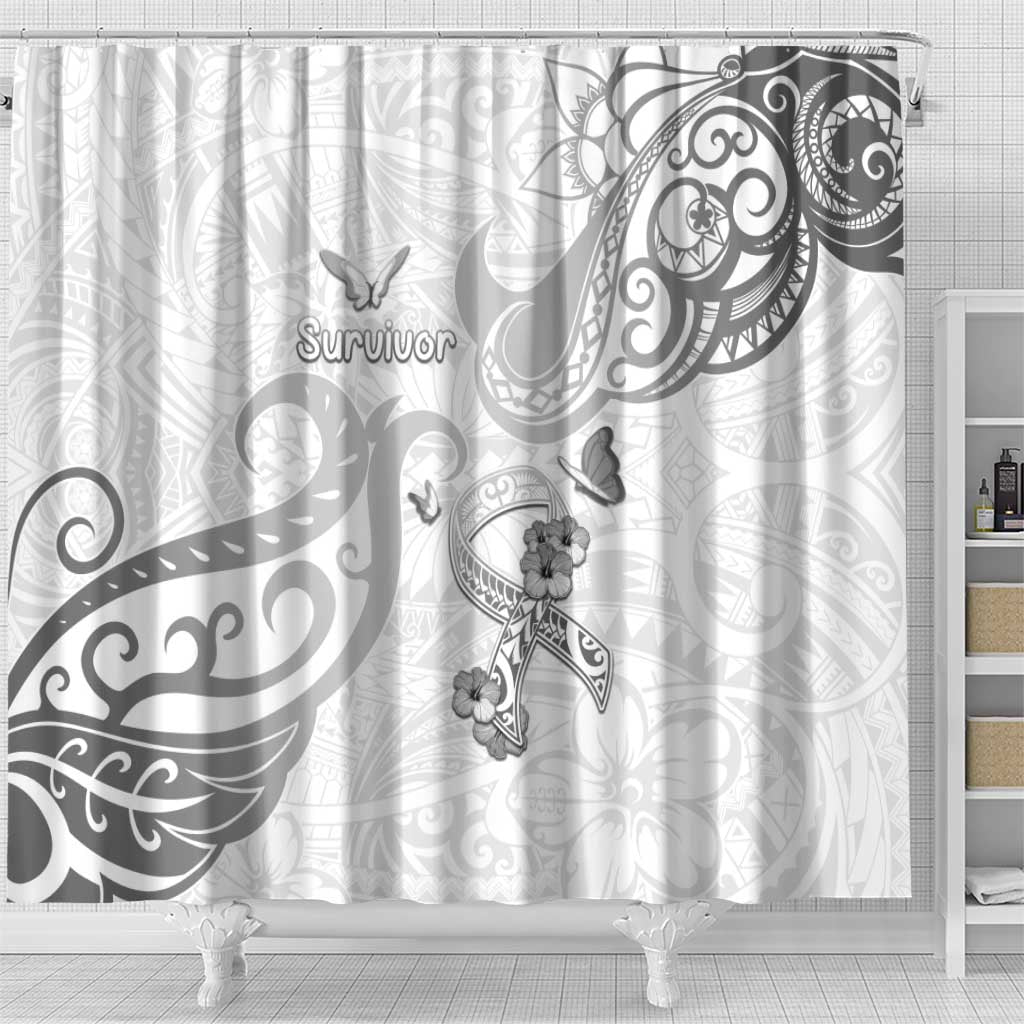 Brain Cancer Awareness Shower Curtain Ribbon Polynesian Pattern LT05 - Polynesian Pride