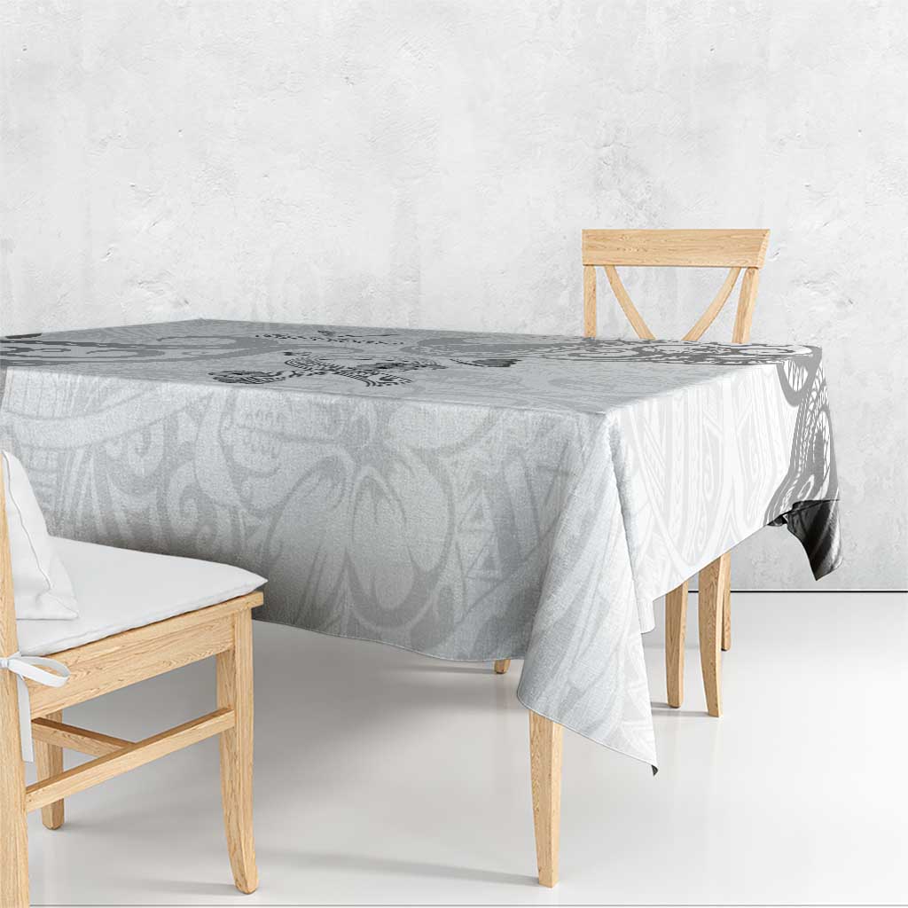 Brain Cancer Awareness Tablecloth Ribbon Polynesian Pattern