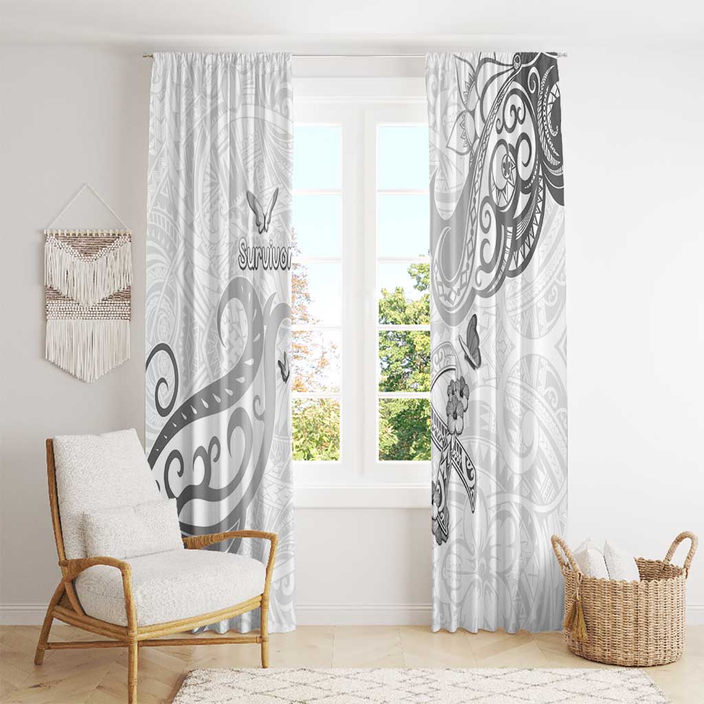 Brain Cancer Awareness Window Curtain Ribbon Polynesian Pattern
