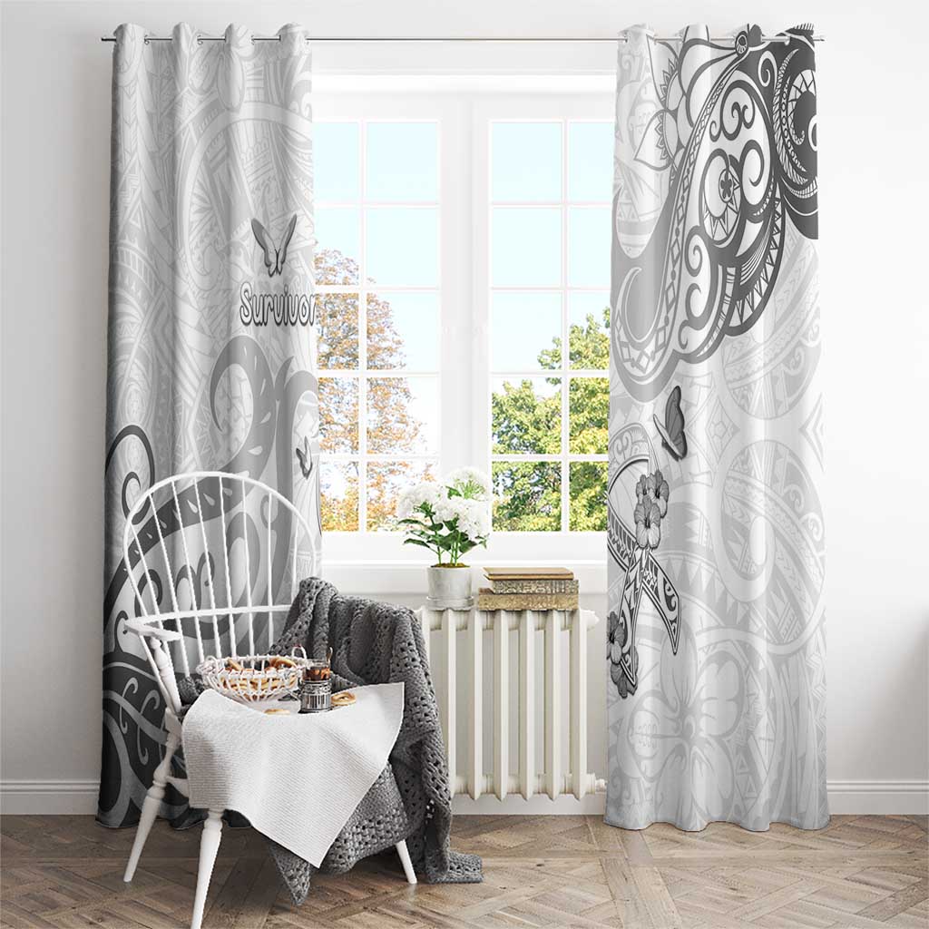 Brain Cancer Awareness Window Curtain Ribbon Polynesian Pattern