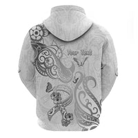 Personalised Brain Cancer Awareness Zip Hoodie Ribbon Polynesian Pattern