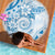 Polynesian Pattern With Plumeria Flowers Beach Blanket Blue
