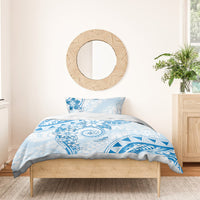 Polynesian Pattern With Plumeria Flowers Bedding Set Blue
