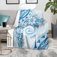 Polynesian Pattern With Plumeria Flowers Blanket Blue