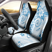 Polynesian Pattern With Plumeria Flowers Car Seat Cover Blue