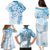 Polynesian Pattern With Plumeria Flowers Family Matching Puletasi and Hawaiian Shirt Blue