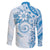 Polynesian Pattern With Plumeria Flowers Family Matching Puletasi and Hawaiian Shirt Blue