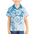 Polynesian Pattern With Plumeria Flowers Family Matching Puletasi and Hawaiian Shirt Blue