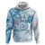 Polynesian Pattern With Plumeria Flowers Hoodie Blue