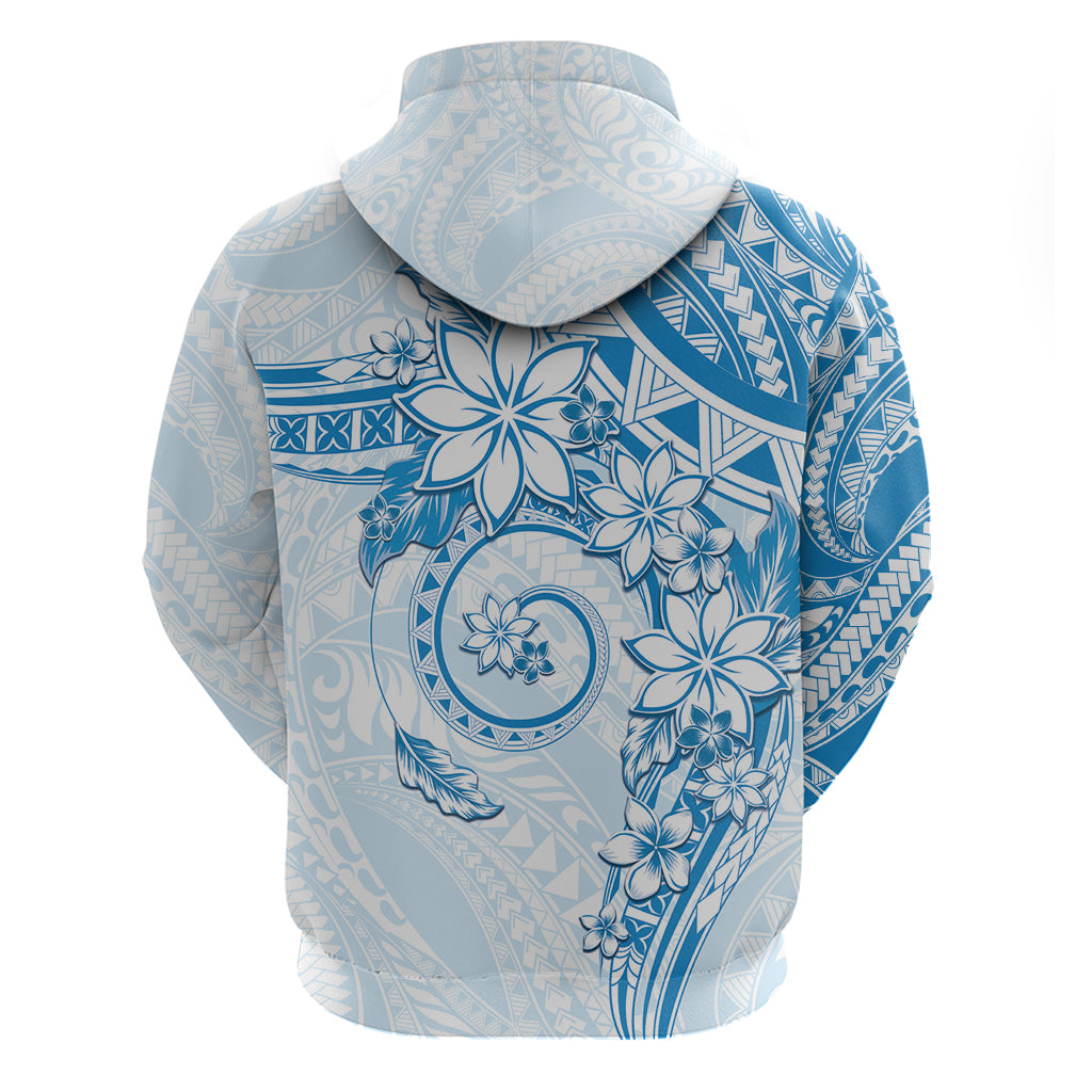Polynesian Pattern With Plumeria Flowers Hoodie Blue