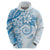 Polynesian Pattern With Plumeria Flowers Hoodie Blue