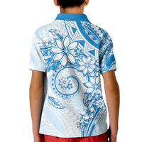 Polynesian Pattern With Plumeria Flowers Kid Polo Shirt Blue