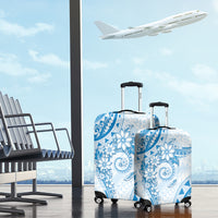 Polynesian Pattern With Plumeria Flowers Luggage Cover Blue LT05 - Polynesian Pride