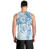 Polynesian Pattern With Plumeria Flowers Men Tank Top Blue