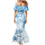 Polynesian Pattern With Plumeria Flowers Mermaid Dress Blue