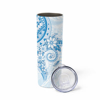 Blue Polynesian Pattern With Plumeria Flowers Skinny Tumbler