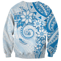 Polynesian Pattern With Plumeria Flowers Sweatshirt Blue