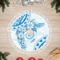 Polynesian Pattern With Plumeria Flowers Tree Skirt Blue