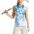 Polynesian Pattern With Plumeria Flowers Women Sleeveless Polo Shirt Blue