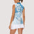 Polynesian Pattern With Plumeria Flowers Women Sleeveless Polo Shirt Blue