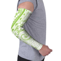 Polynesian Pattern With Plumeria Flowers Arm Sleeves Lime Green LT05 - Polynesian Pride
