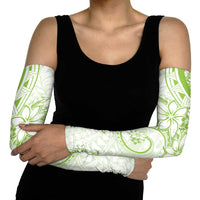 Polynesian Pattern With Plumeria Flowers Arm Sleeves Lime Green LT05 - Polynesian Pride