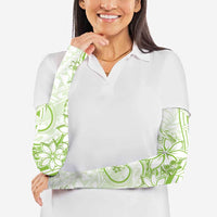 Polynesian Pattern With Plumeria Flowers Arm Sleeves Lime Green LT05 - Polynesian Pride