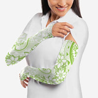 Polynesian Pattern With Plumeria Flowers Arm Sleeves Lime Green LT05 - Polynesian Pride