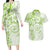 Polynesian Pattern With Plumeria Flowers Couples Matching Long Sleeve Bodycon Dress and Hawaiian Shirt Lime Green