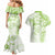 Polynesian Pattern With Plumeria Flowers Couples Matching Mermaid Dress and Hawaiian Shirt Lime Green