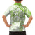 Polynesian Pattern With Plumeria Flowers Family Matching Off Shoulder Short Dress and Hawaiian Shirt Lime Green