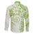 Polynesian Pattern With Plumeria Flowers Family Matching Off Shoulder Short Dress and Hawaiian Shirt Lime Green