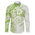 Polynesian Pattern With Plumeria Flowers Family Matching Puletasi and Hawaiian Shirt Lime Green