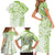 Polynesian Pattern With Plumeria Flowers Family Matching Short Sleeve Bodycon Dress and Hawaiian Shirt Lime Green