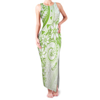 Polynesian Pattern With Plumeria Flowers Family Matching Tank Maxi Dress and Hawaiian Shirt Lime Green