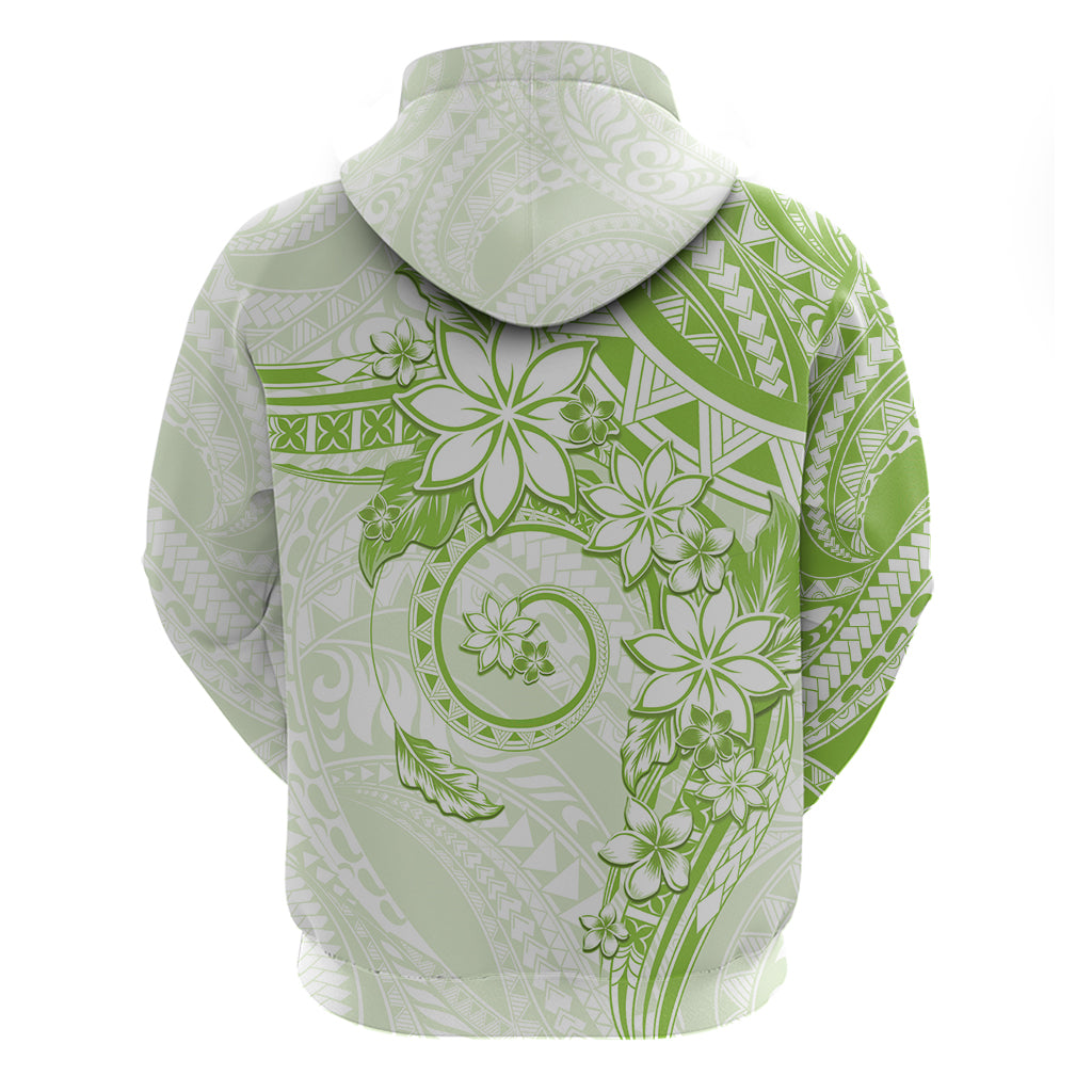 Polynesian Pattern With Plumeria Flowers Hoodie Lime Green