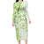 Polynesian Pattern With Plumeria Flowers Long Sleeve Bodycon Dress Lime Green