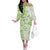 Polynesian Pattern With Plumeria Flowers Off The Shoulder Long Sleeve Dress Lime Green