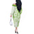Polynesian Pattern With Plumeria Flowers Off The Shoulder Long Sleeve Dress Lime Green