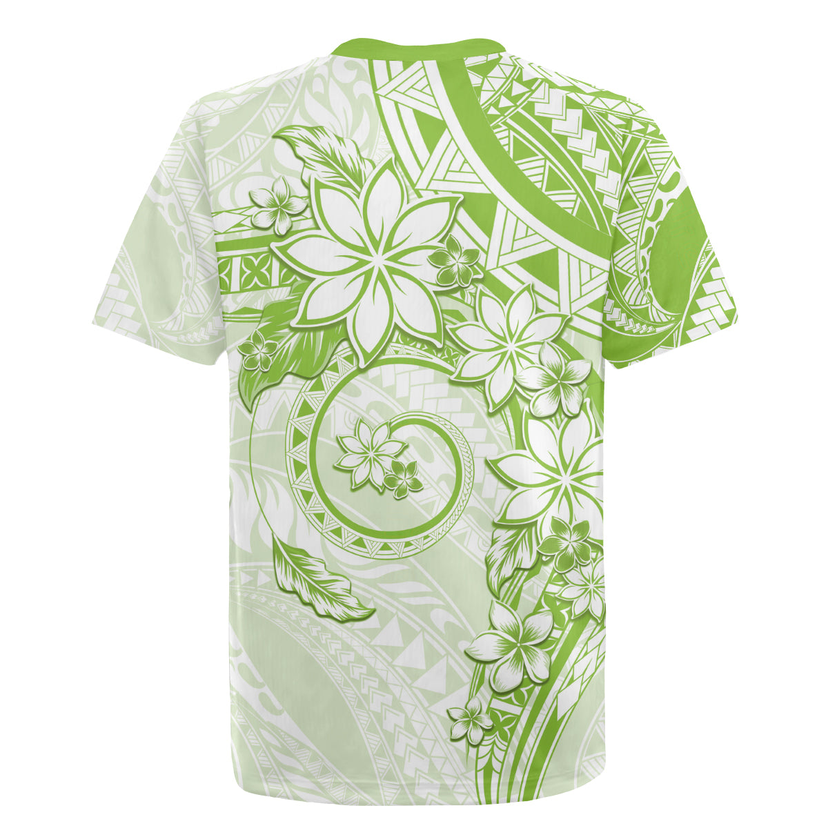 Polynesian Pattern With Plumeria Flowers Rugby Jersey Lime Green