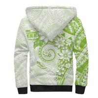 Polynesian Pattern With Plumeria Flowers Sherpa Hoodie Lime Green
