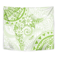 Polynesian Pattern With Plumeria Flowers Tapestry Lime Green
